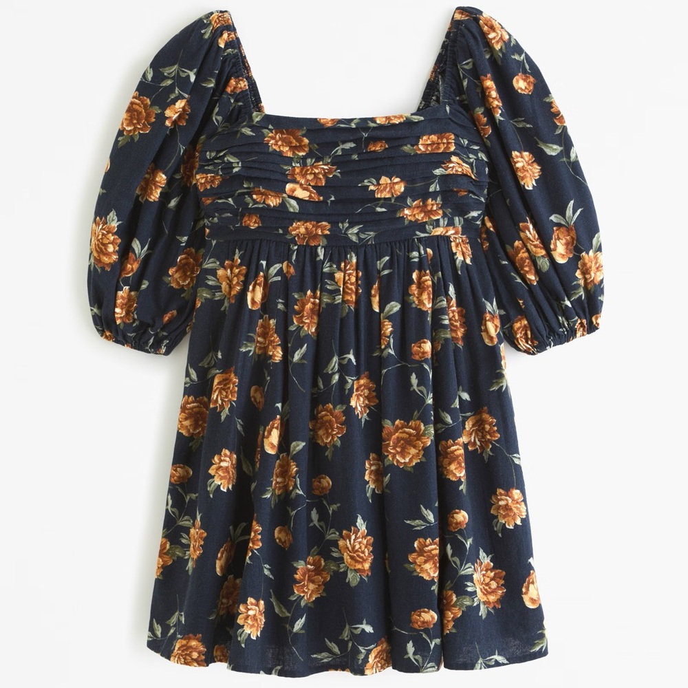 A&F Emerson Linen-Blend Puff Sleeve Mini Dress